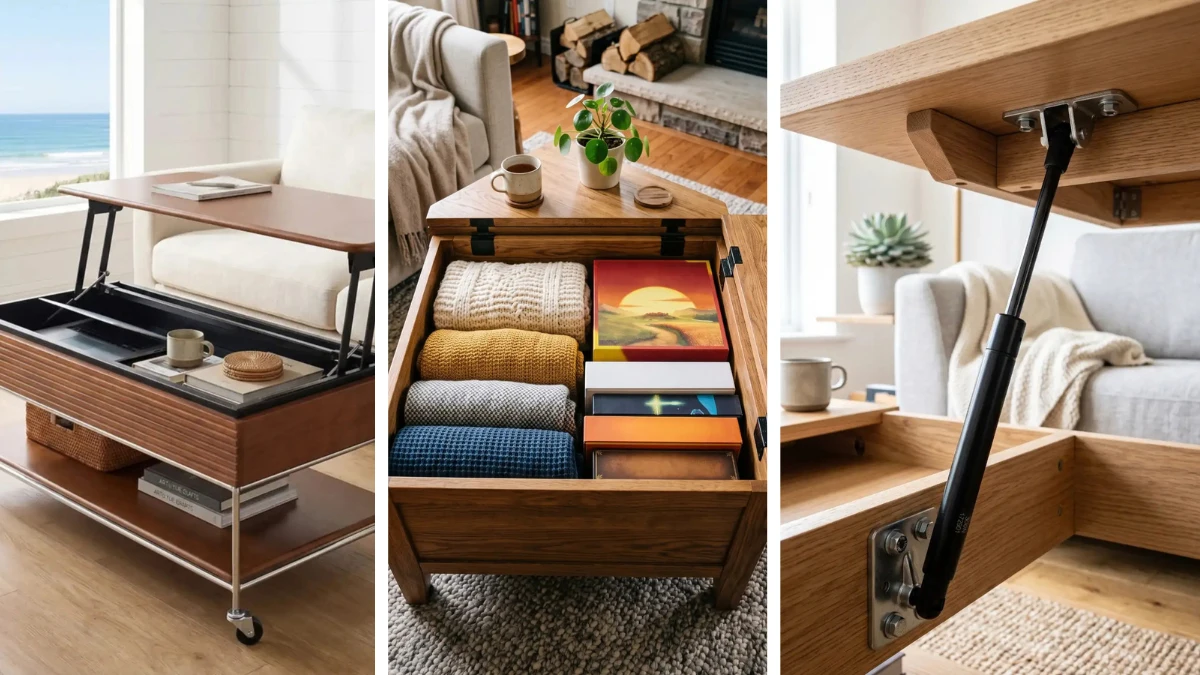 15 Lift Top Coffee Table Ideas for Small Living Rooms That Replace a Dining Table